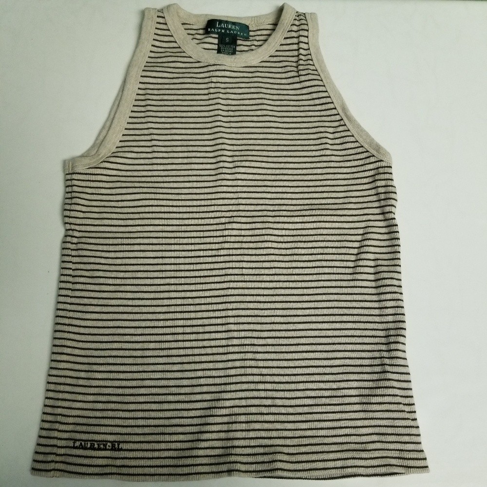 Lauren Ralph Lauren Black & Tan Knit Tank P12